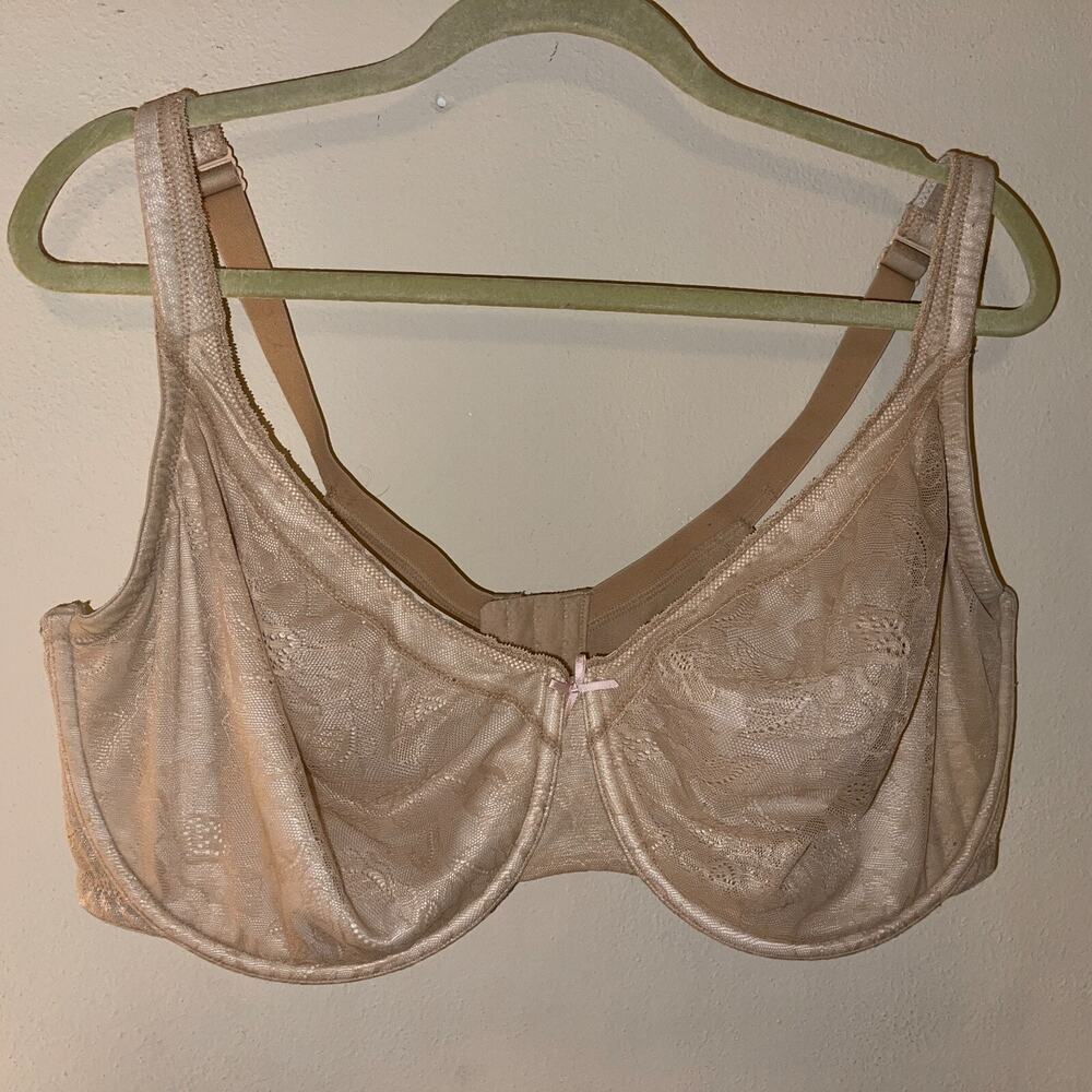Cacique Bra Modern Lace Covered UL FC Unlined Full Coverage Beige 44G